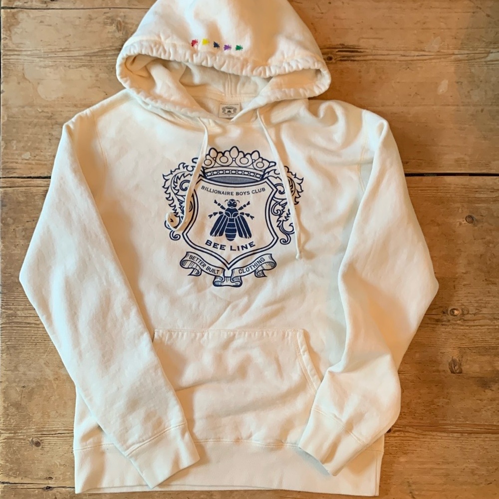 Billionaire Boys Club Cream and Blue  Hoody Sweatshirt super soft Medium